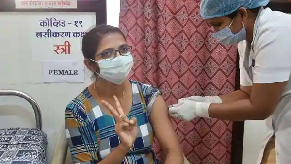 Mumbai: A medic vaccinates a beneficiary with Covaxin vaccine during a countrywide inoculation drive against COVID-19, at Sir J. J. Hospital Hospital in Mumbai, Wednesday, Jan. 27, 2021. (PTI Photo/Mitesh Bhuvad)